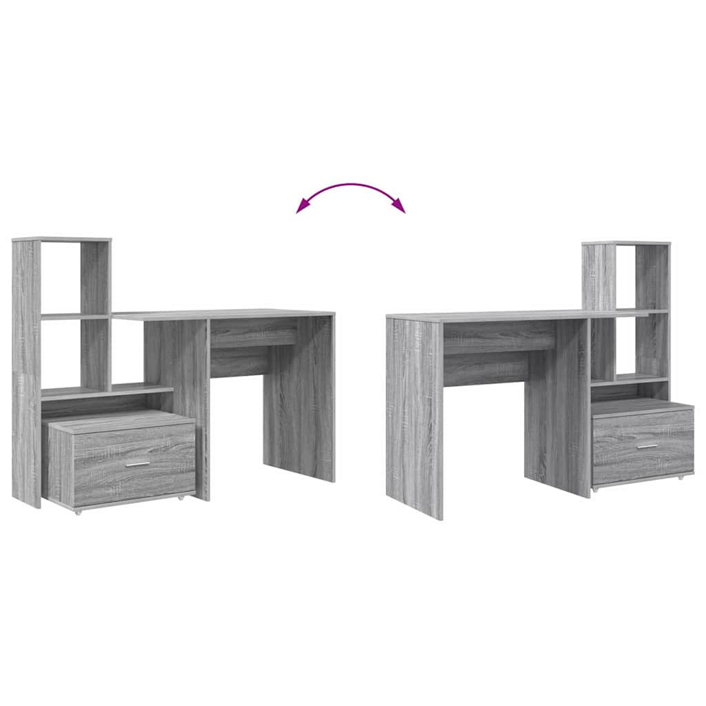 Bord Grå Sonoma-eg 131,5 X 50 X 106,5 Cm Konstrueret Træ - Billede 11