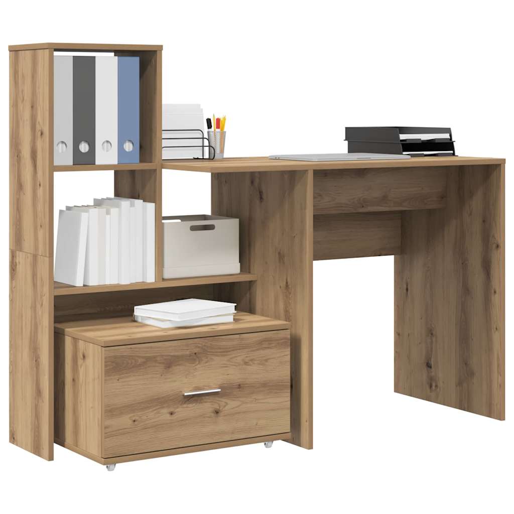 Bord Med Hylde Artisan Eg 131,5 X 50 X 106,5 Cm Konstrueret Træ - Billede 3