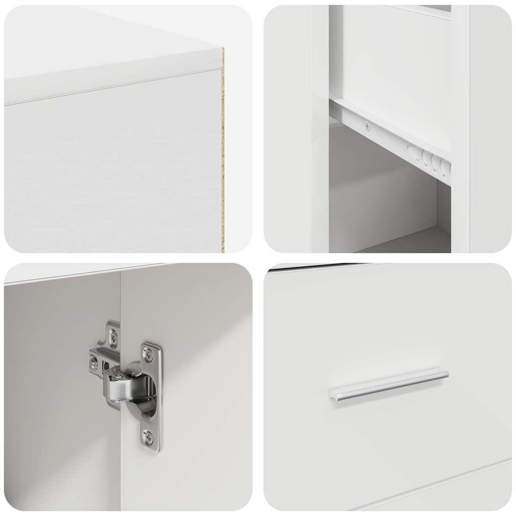 Hjørneskrivebord Med Dør Hvid 102 X 50 X 75 Cm Konstrueret Træ - Billede 10