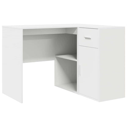 Hjørneskrivebord Med Dør Hvid 102 X 50 X 75 Cm Konstrueret Træ - Billede 2
