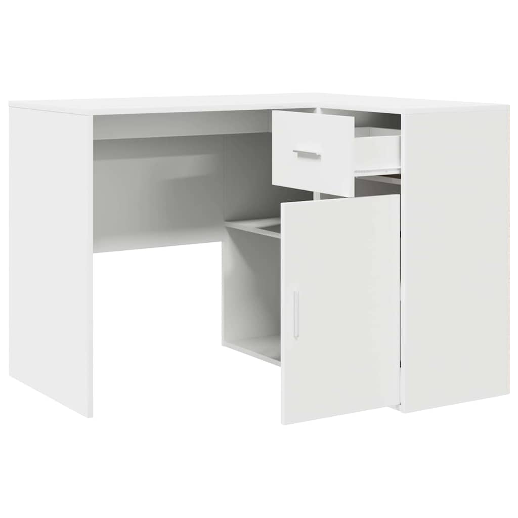 Hjørneskrivebord Med Dør Hvid 102 X 50 X 75 Cm Konstrueret Træ - Billede 7