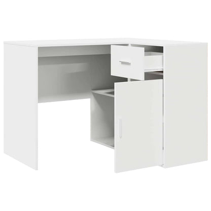 Hjørneskrivebord Med Dør Hvid 102 X 50 X 75 Cm Konstrueret Træ - Billede 7