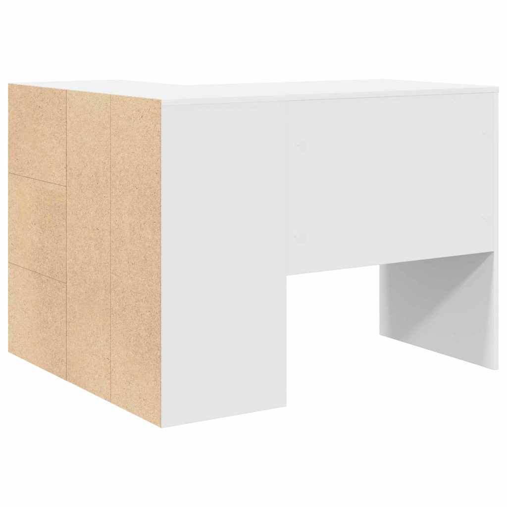 Hjørneskrivebord Med Dør Hvid 102 X 50 X 75 Cm Konstrueret Træ - Billede 9