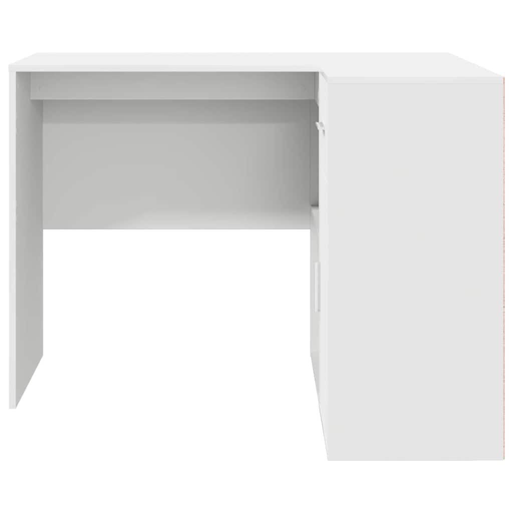 Hjørneskrivebord Med Dør Hvid 102 X 50 X 75 Cm Konstrueret Træ - Billede 8