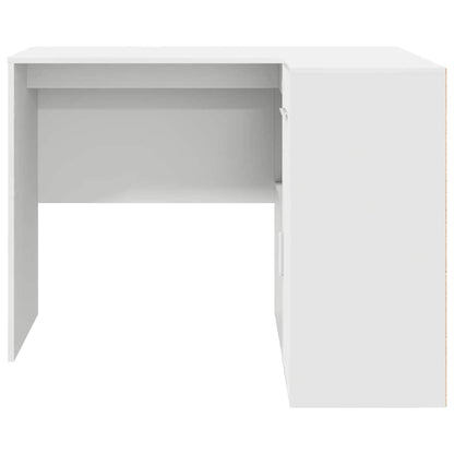 Hjørneskrivebord Med Dør Hvid 102 X 50 X 75 Cm Konstrueret Træ - Billede 8