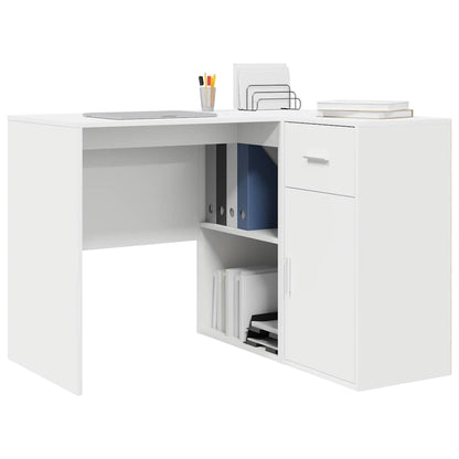 Hjørneskrivebord Med Dør Hvid 102 X 50 X 75 Cm Konstrueret Træ - Billede 3