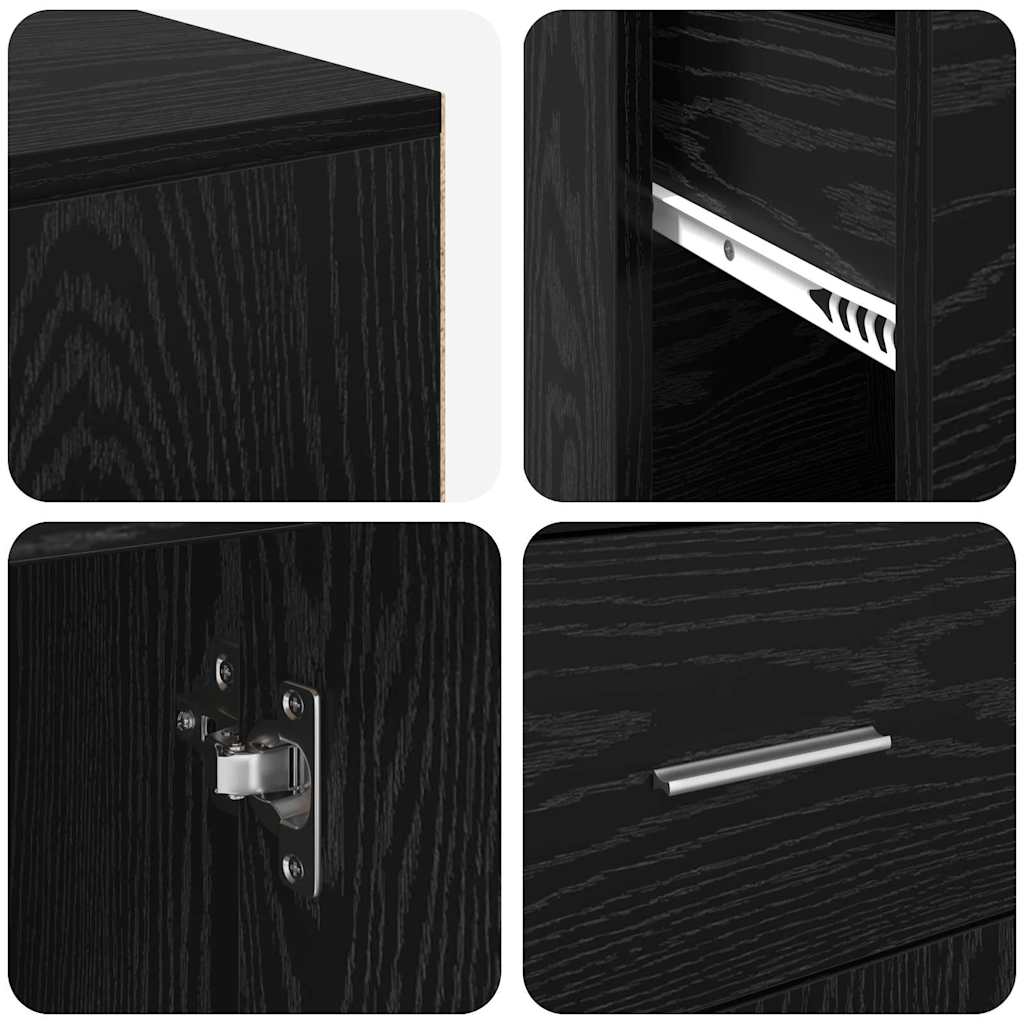Hjørneskrivebord Sort Eg 102 X 50 X 75 Cm Konstrueret Træ - Billede 10