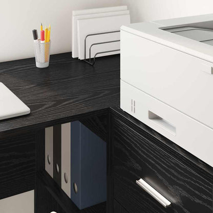 Hjørneskrivebord Sort Eg 102 X 50 X 75 Cm Konstrueret Træ - Billede 4