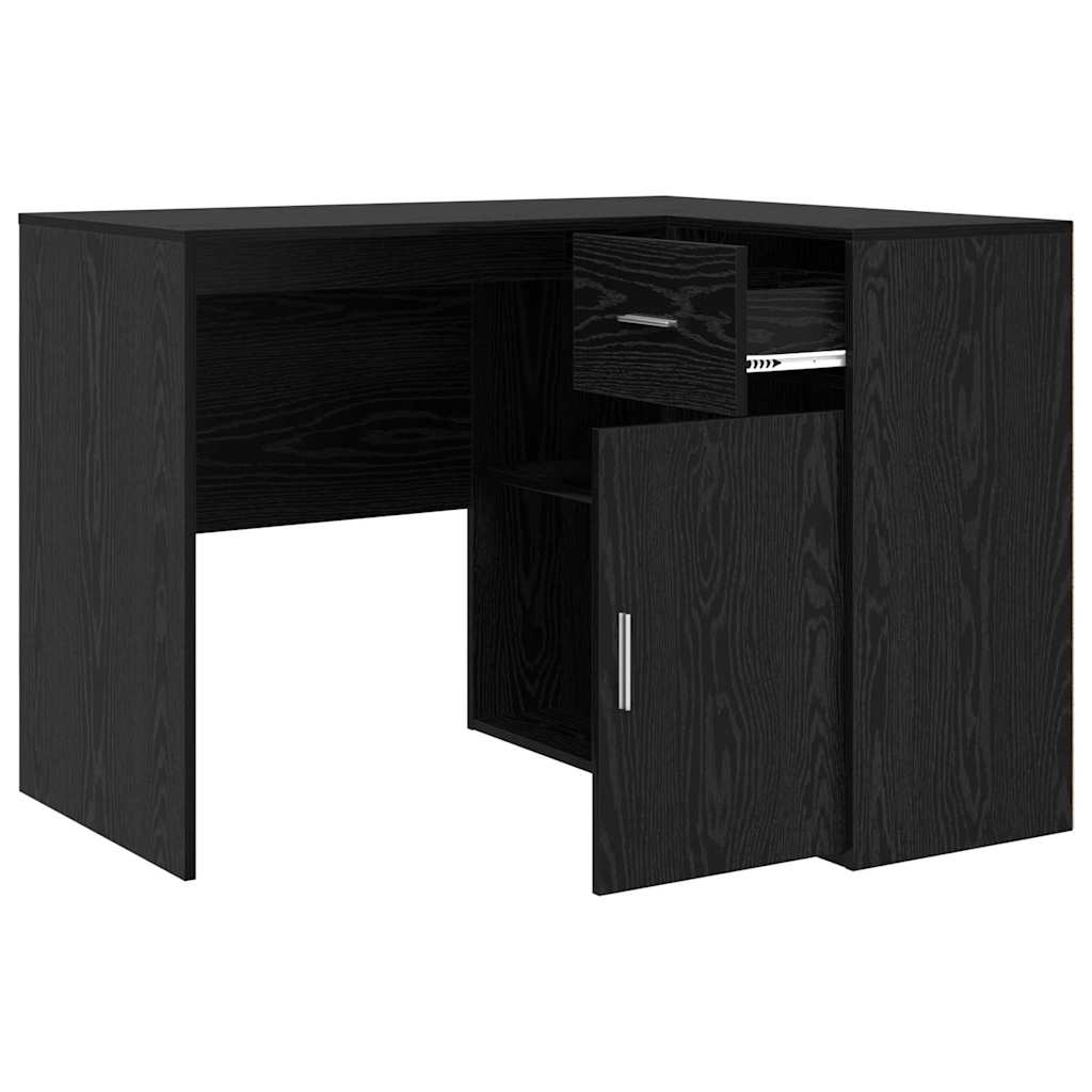 Hjørneskrivebord Sort Eg 102 X 50 X 75 Cm Konstrueret Træ - Billede 7