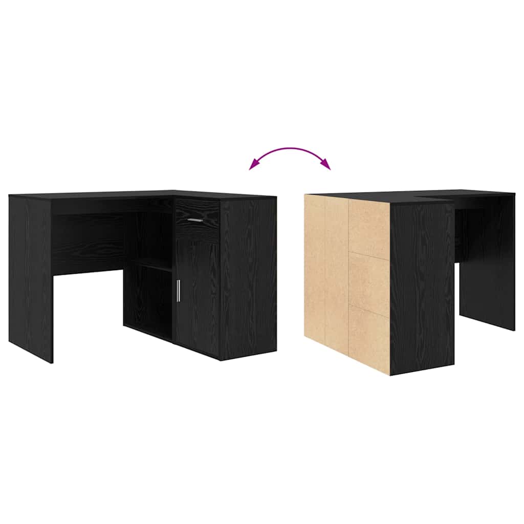 Hjørneskrivebord Sort Eg 102 X 50 X 75 Cm Konstrueret Træ - Billede 11