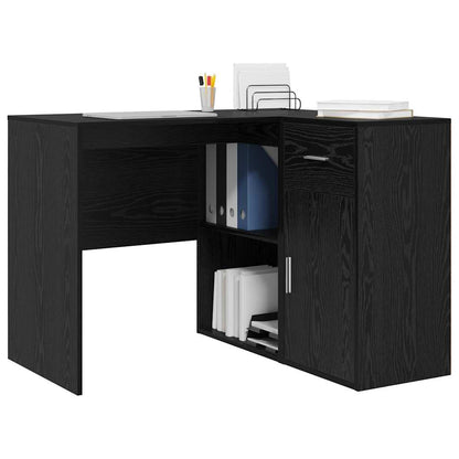 Hjørneskrivebord Sort Eg 102 X 50 X 75 Cm Konstrueret Træ - Billede 3