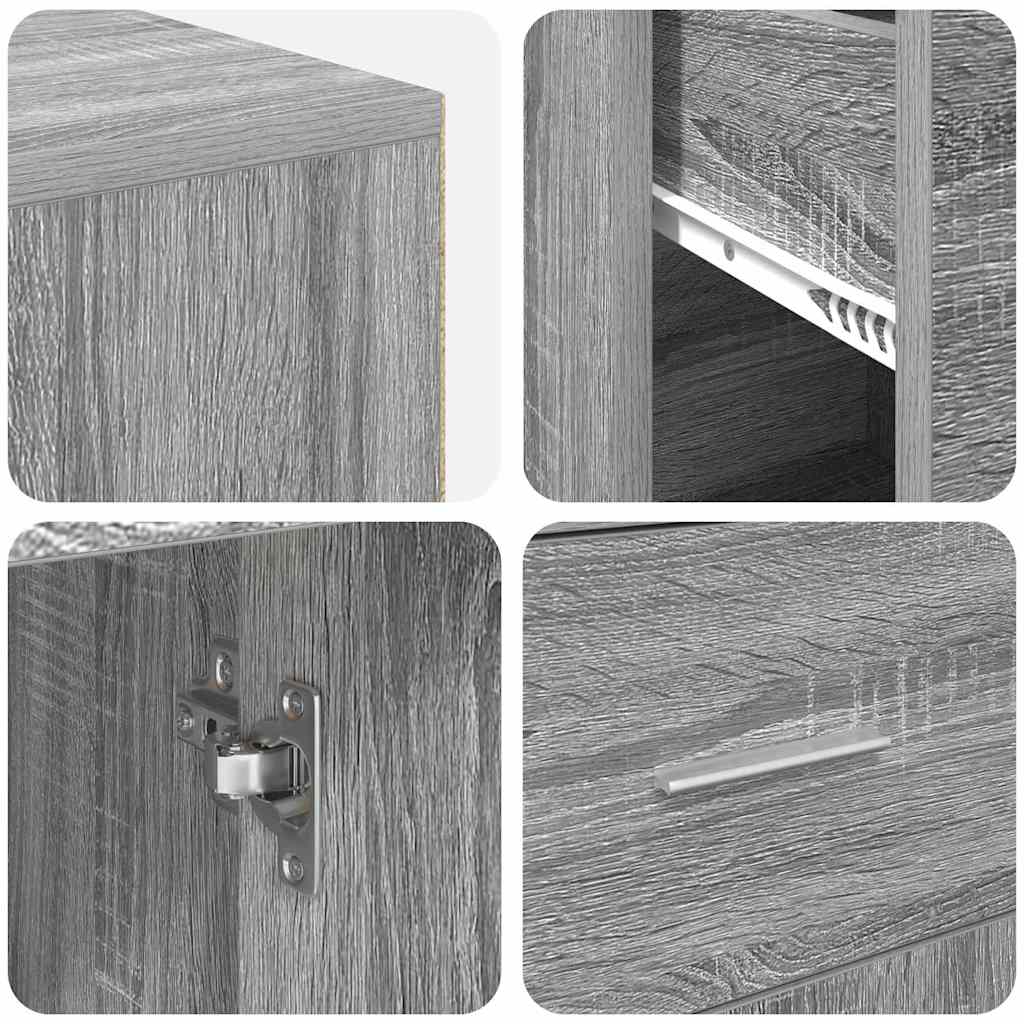 Hjørneskrivebord Grå Sonoma-eg 102 X 50 X 75 Cm Konstrueret Træ - Billede 10