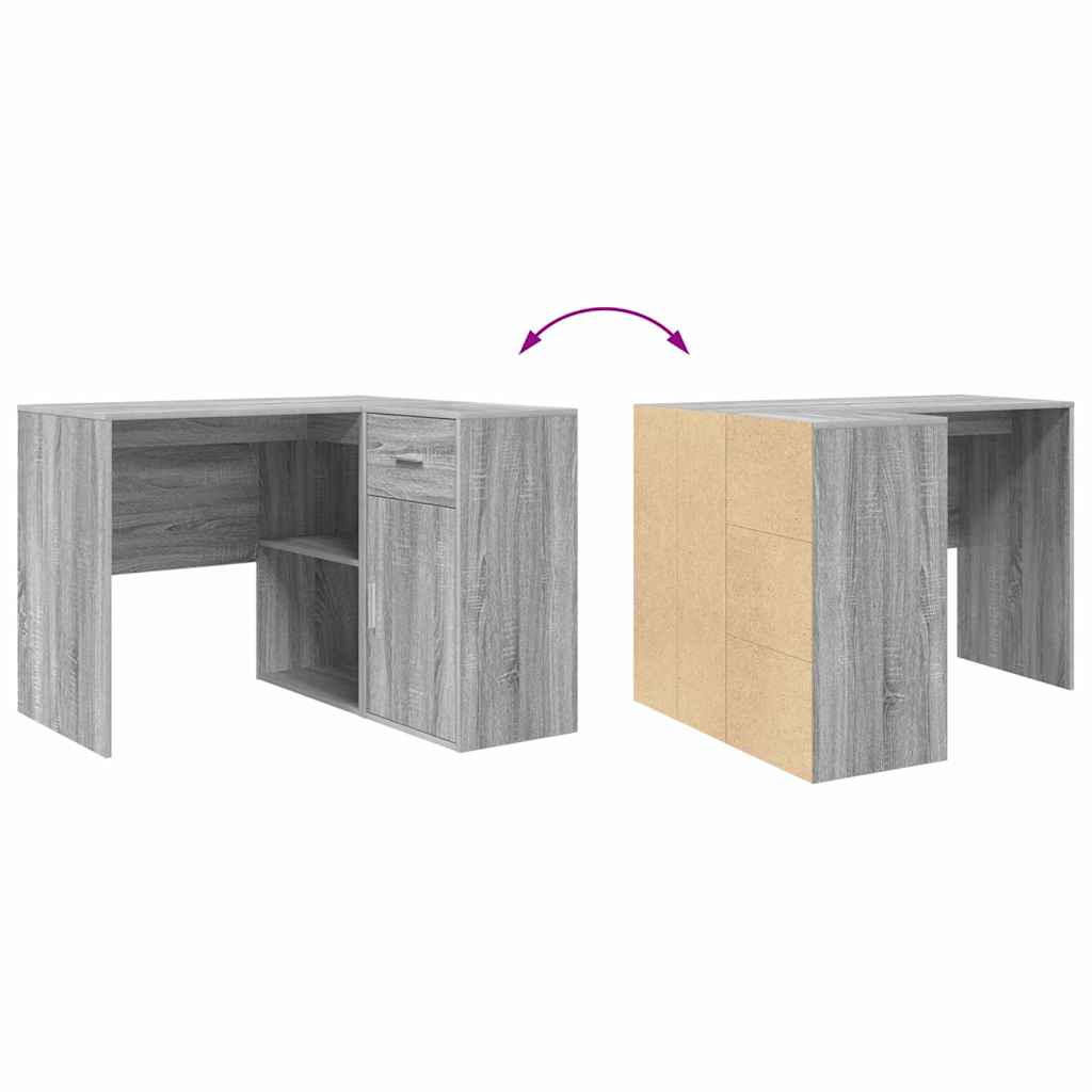 Hjørneskrivebord Grå Sonoma-eg 102 X 50 X 75 Cm Konstrueret Træ - Billede 11