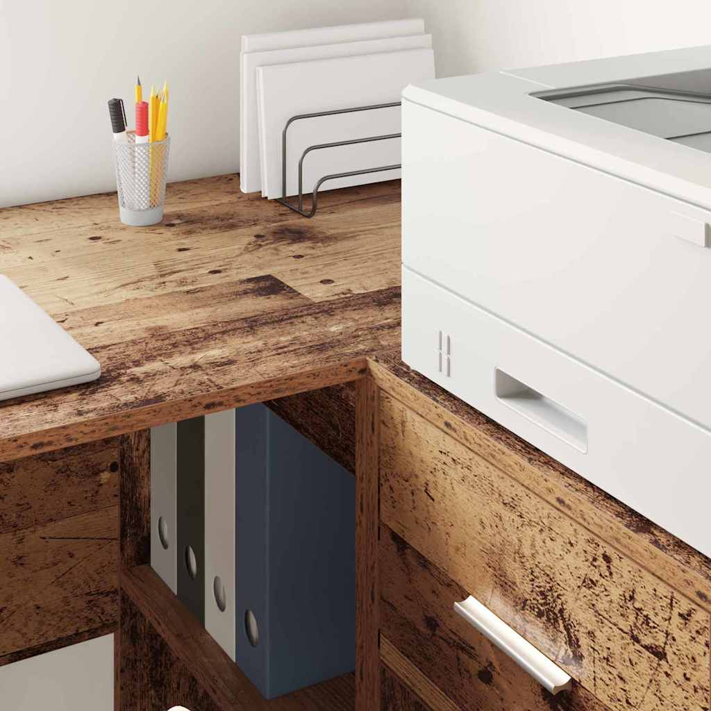 Hjørneskrivebord Gammelt Træ 102 X 50 X 75 Cm Konstrueret Træ - Billede 4