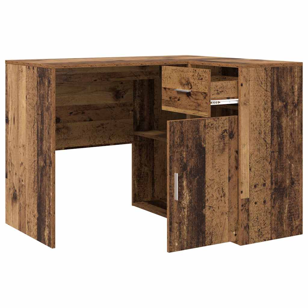 Hjørneskrivebord Gammelt Træ 102 X 50 X 75 Cm Konstrueret Træ - Billede 7