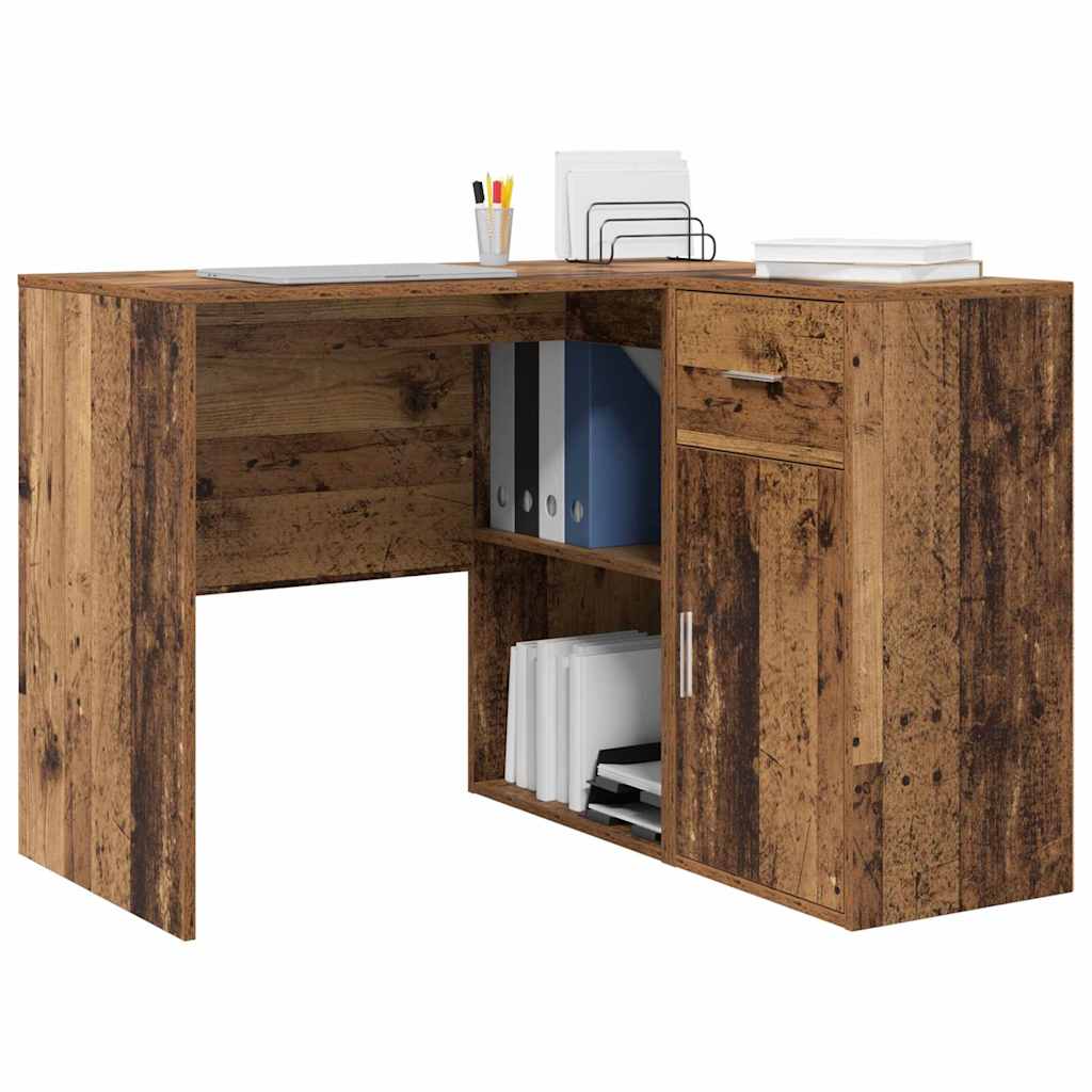 Hjørneskrivebord Gammelt Træ 102 X 50 X 75 Cm Konstrueret Træ - Billede 3