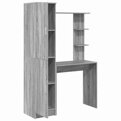 Skrivebord Med Opbevaring Med Hylde Med Dør 2 Pcs Grå Sonoma-eg - Billede 10
