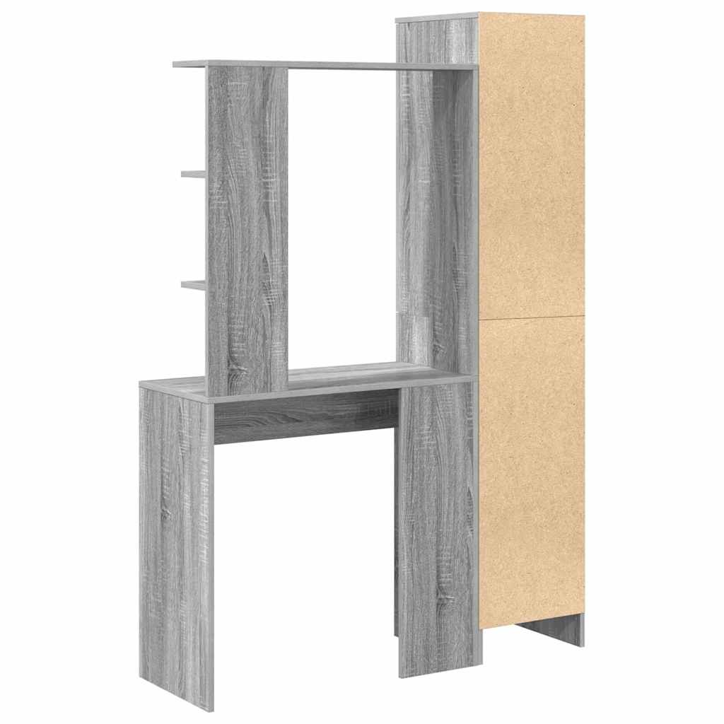 Skrivebord Med Opbevaring Med Hylde Med Dør 2 Pcs Grå Sonoma-eg - Billede 12