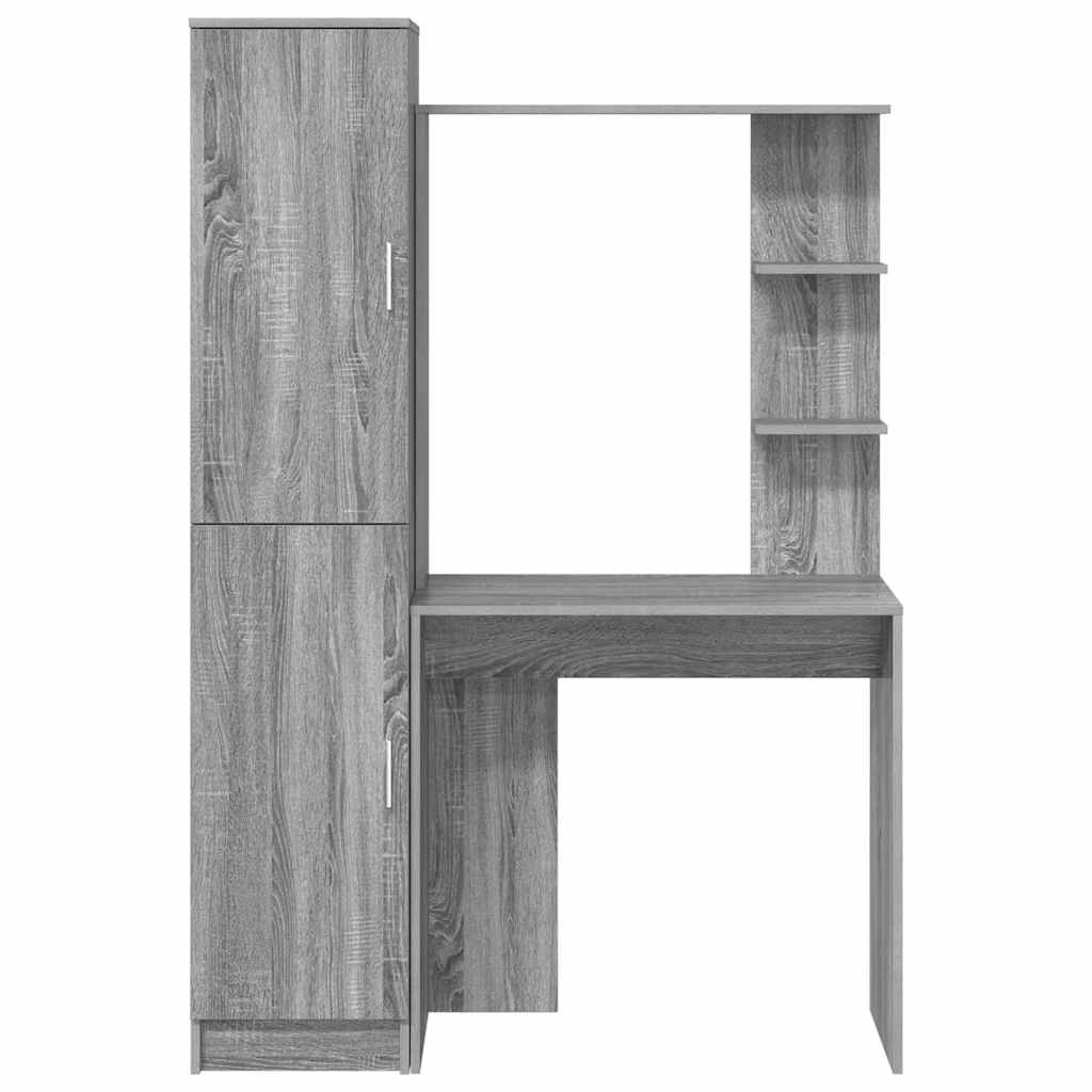 Skrivebord Med Opbevaring Med Hylde Med Dør 2 Pcs Grå Sonoma-eg - Billede 11