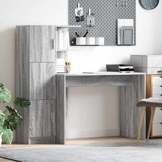 Skrivebord Med Opbevaring 2 Pcs Grå Sonoma-eg 102 X 50 X 124 Cm - Hovedbillede