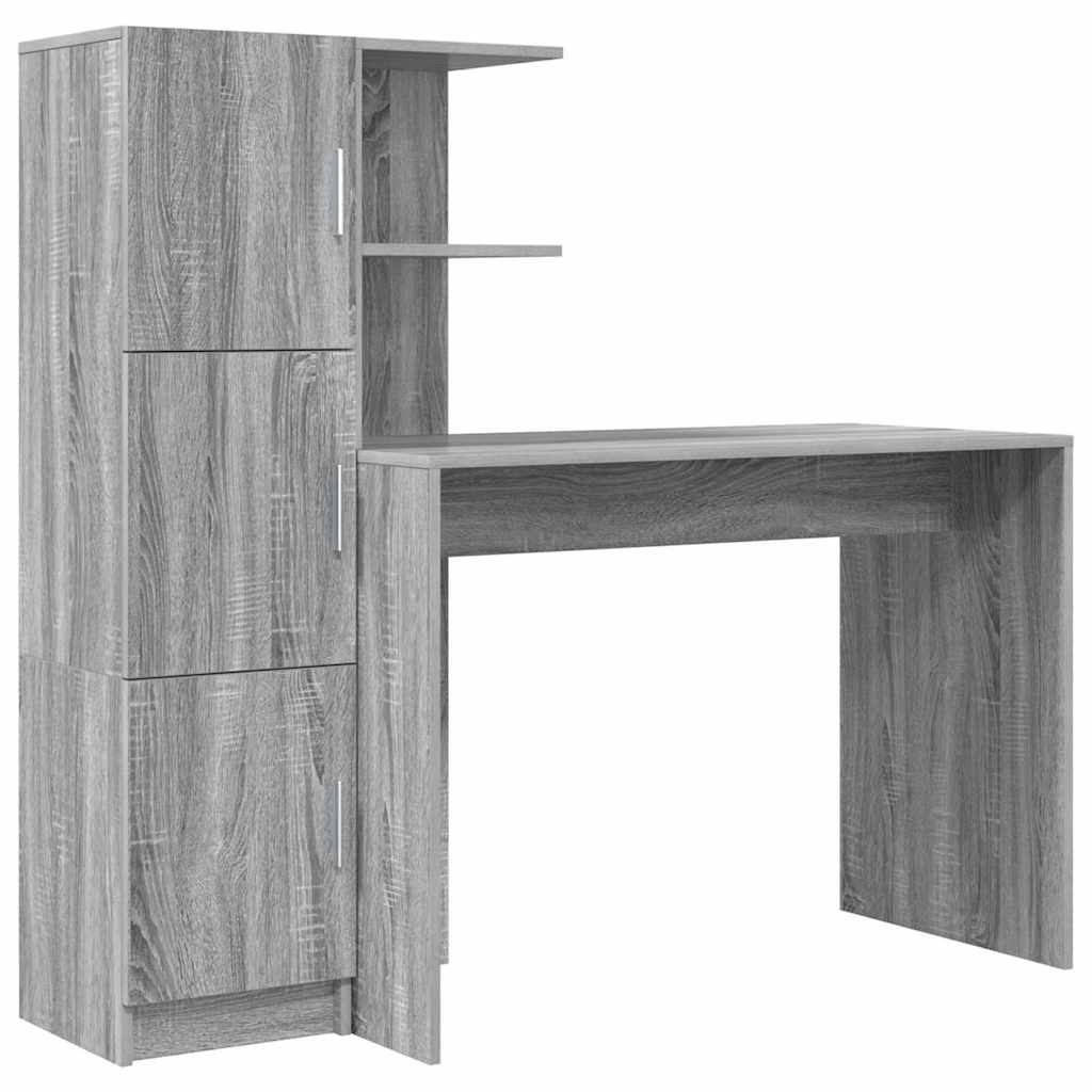 Skrivebord Med Opbevaring 2 Pcs Grå Sonoma-eg 102 X 50 X 124 Cm - Billede 2