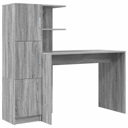 Skrivebord Med Opbevaring 2 Pcs Grå Sonoma-eg 102 X 50 X 124 Cm - Billede 2