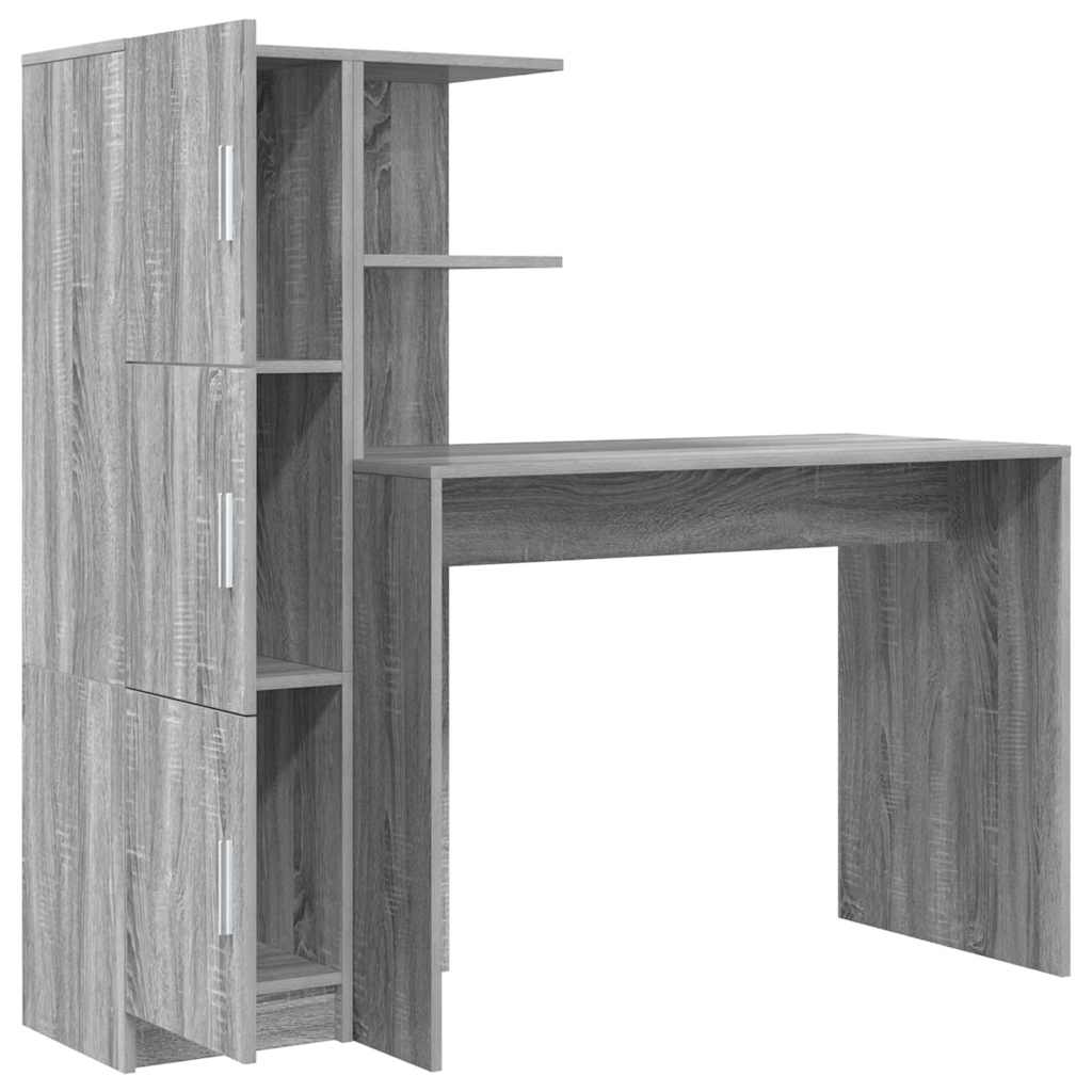 Skrivebord Med Opbevaring 2 Pcs Grå Sonoma-eg 102 X 50 X 124 Cm - Billede 7