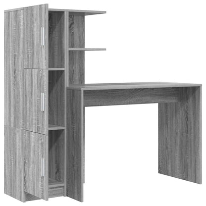Skrivebord Med Opbevaring 2 Pcs Grå Sonoma-eg 102 X 50 X 124 Cm - Billede 7