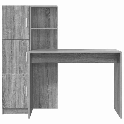 Skrivebord Med Opbevaring 2 Pcs Grå Sonoma-eg 102 X 50 X 124 Cm - Billede 8