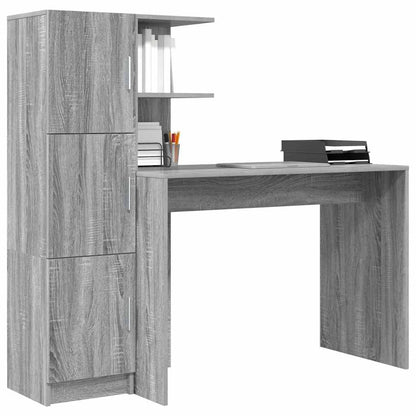 Skrivebord Med Opbevaring 2 Pcs Grå Sonoma-eg 102 X 50 X 124 Cm - Billede 3