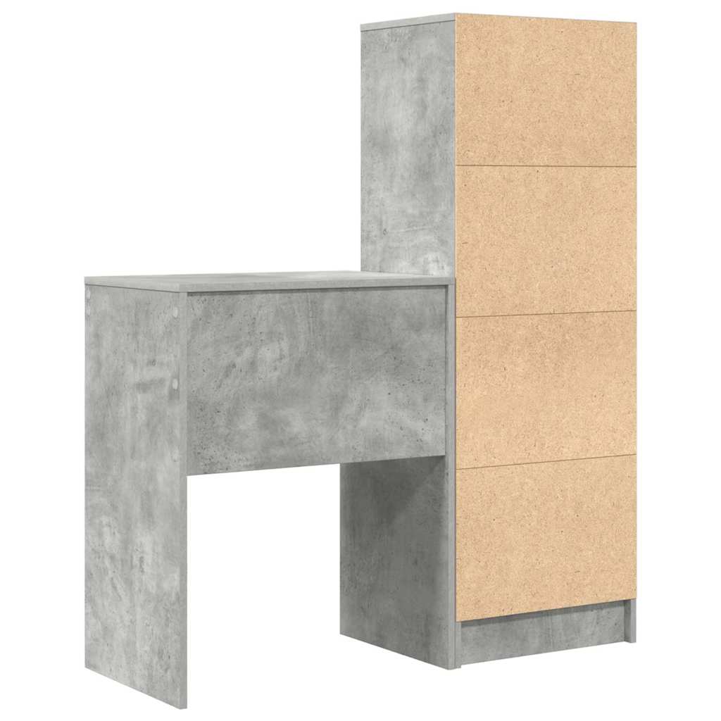 Skrivebord Med Opbevaring 2 Pcs Beton Grå 45,5 X 34 X 127 Cm - Billede 9