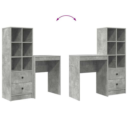 Skrivebord Med Opbevaring 2 Pcs Beton Grå 45,5 X 34 X 127 Cm - Billede 13