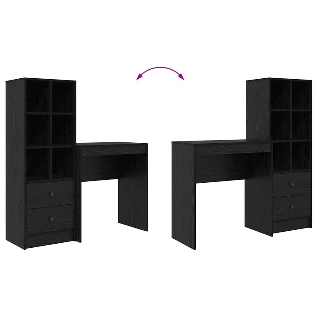 Skrivebord Med Opbevaring 2 Pcs Sort Eg 70 X 40 X 76 Cm - Billede 13