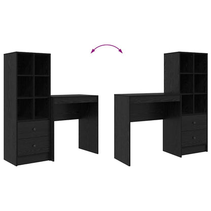Skrivebord Med Opbevaring 2 Pcs Sort Eg 70 X 40 X 76 Cm - Billede 13