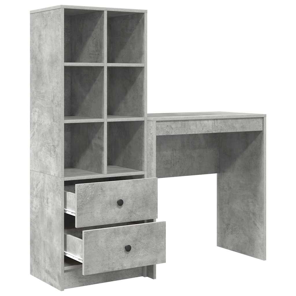 Skrivebord Med Opbevaring 2 Pcs Beton Grå 70 X 40 X 76 Cm - Billede 7