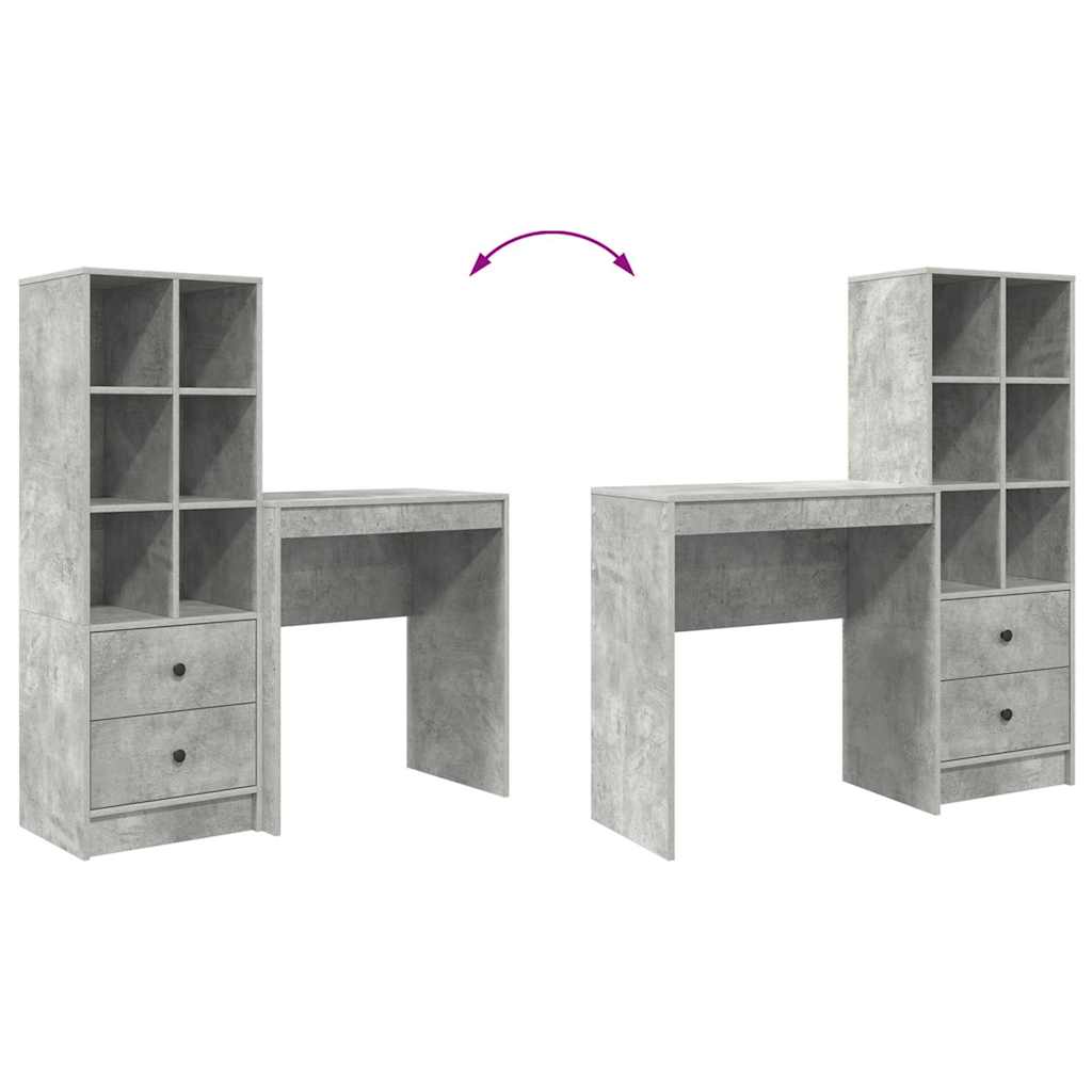 Skrivebord Med Opbevaring 2 Pcs Beton Grå 70 X 40 X 76 Cm - Billede 13