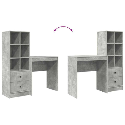 Skrivebord Med Opbevaring 2 Pcs Beton Grå 70 X 40 X 76 Cm - Billede 13
