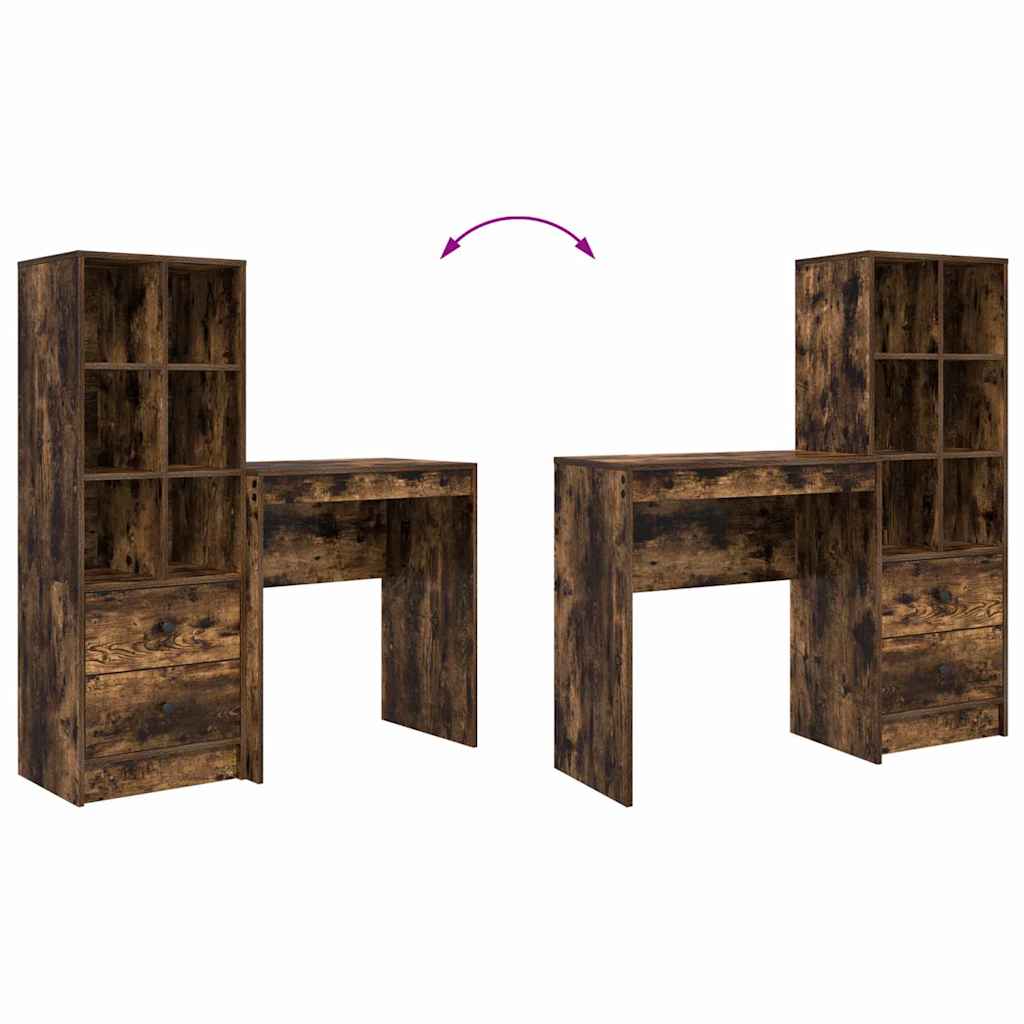 Skrivebord Med Opbevaring 2 Pcs Røget Eg 70 X 40 X 76 Cm - Billede 13