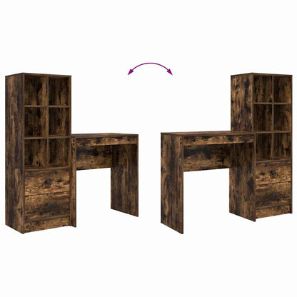 Skrivebord Med Opbevaring 2 Pcs Røget Eg 70 X 40 X 76 Cm - Billede 13