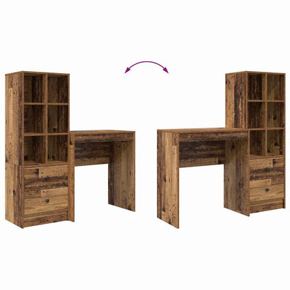 Skrivebord Med Opbevaring 2 Pcs Gammelt Træ 70 X 40 X 76 Cm - Billede 13