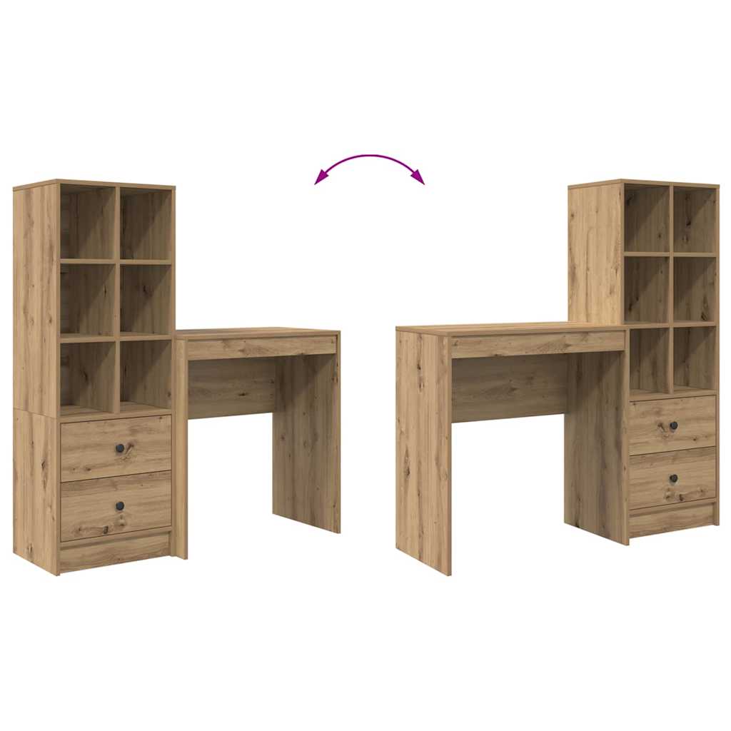 Skrivebord Med Opbevaring 2 Pcs Artisan Eg 70 X 40 X 76 Cm - Billede 13