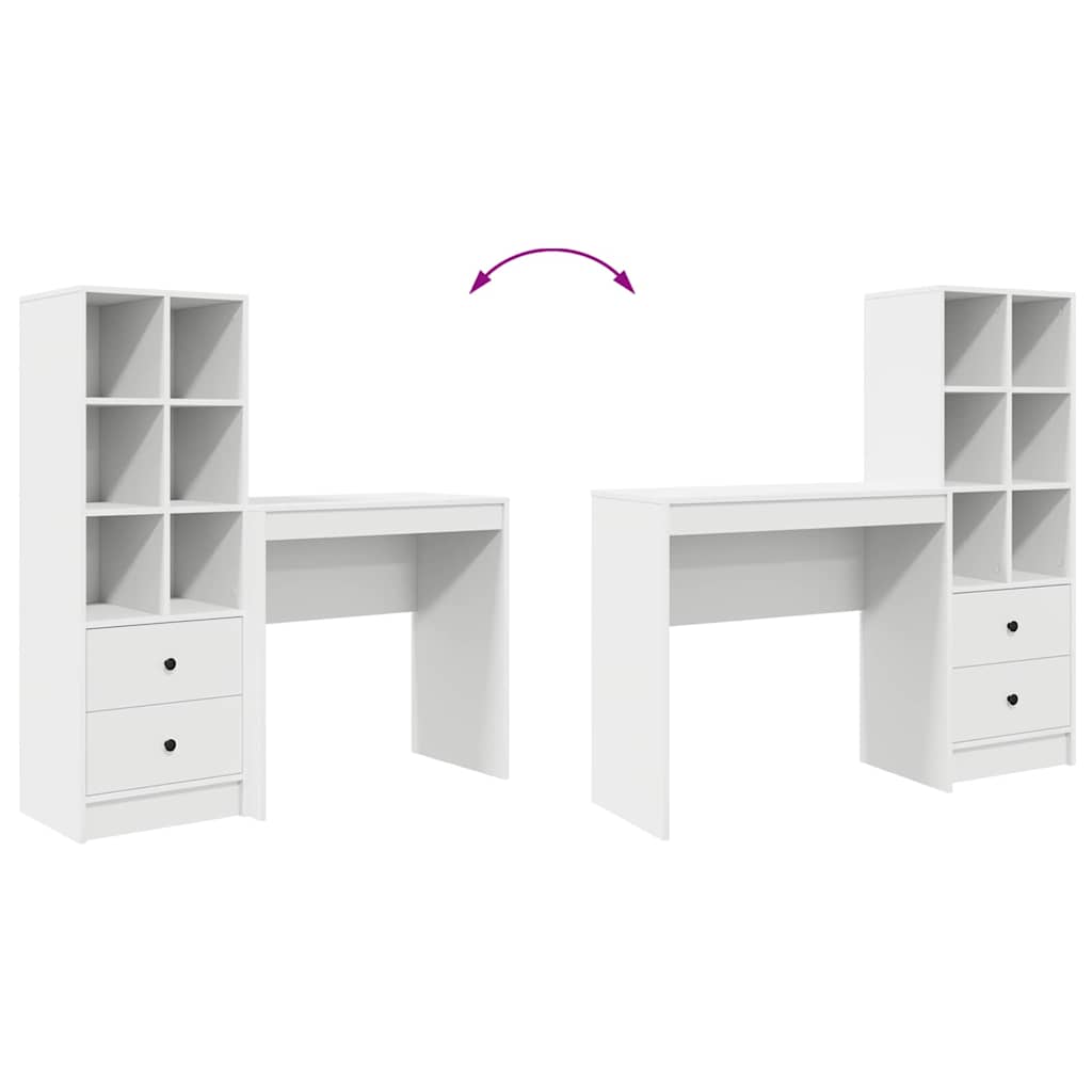 Skrivebord Med Opbevaring Med Skuffe 2 Pcs Hvid 80 X 40 X 76 Cm - Billede 13