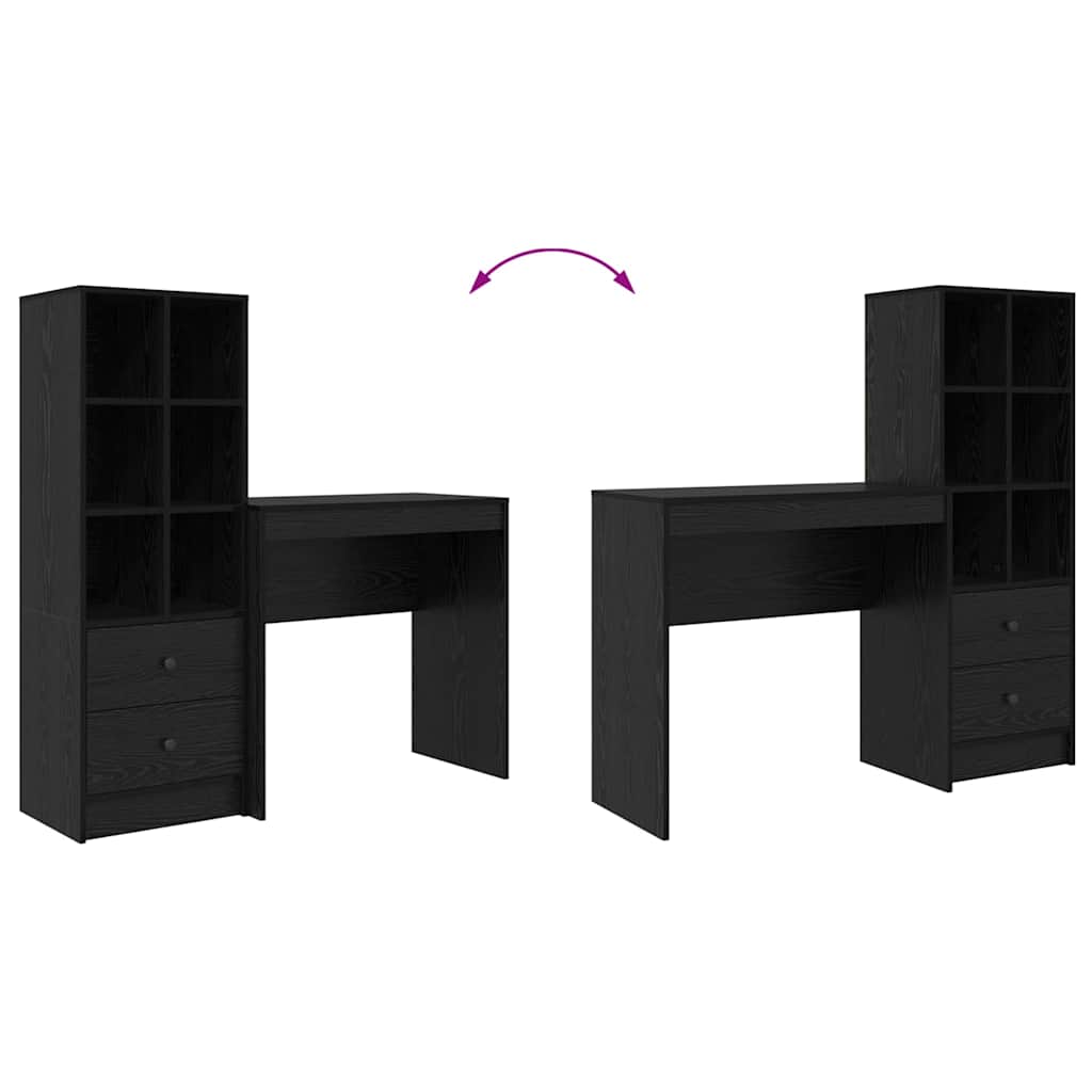 Skrivebord Med Opbevaring 2 Pcs Sort Eg 80 X 40 X 76 Cm - Billede 13
