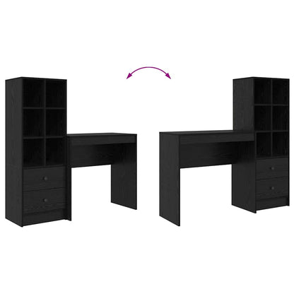 Skrivebord Med Opbevaring 2 Pcs Sort Eg 80 X 40 X 76 Cm - Billede 13