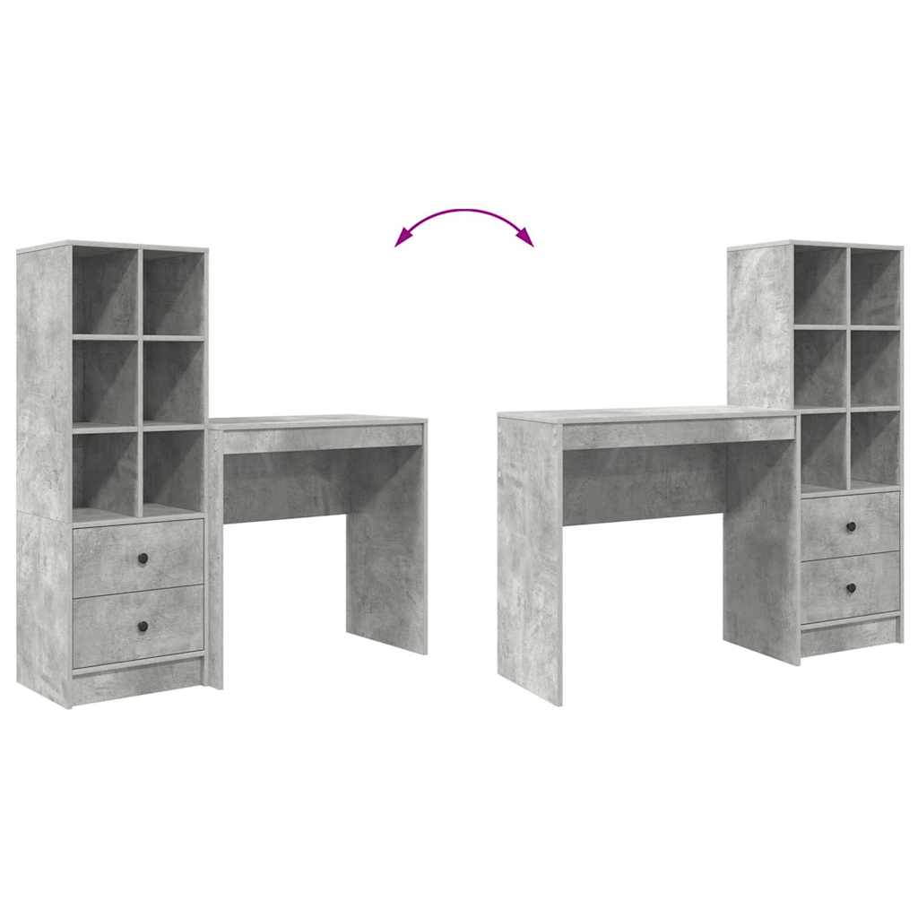 Skrivebord Med Opbevaring 2 Pcs Beton Grå 80 X 40 X 76 Cm - Billede 13