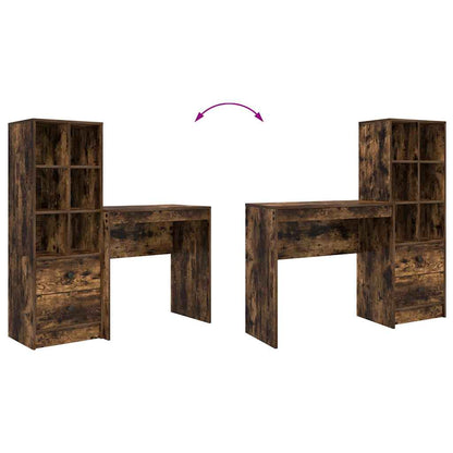 Skrivebord Med Opbevaring 2 Pcs Røget Eg 80 X 40 X 76 Cm - Billede 13