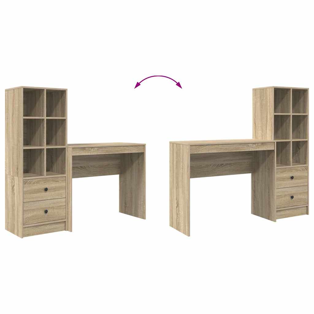 Skrivebord Med Opbevaring 2 Pcs Sonoma Eg 90 X 40 X 76 Cm - Billede 13