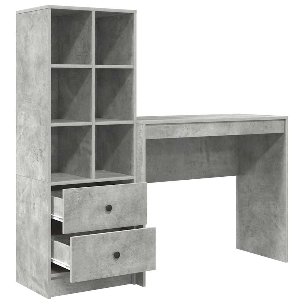 Skrivebord Med Opbevaring 2 Pcs Beton Grå 90 X 40 X 76 Cm - Billede 7