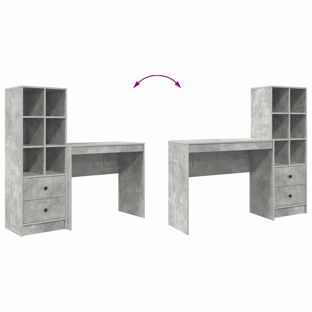 Skrivebord Med Opbevaring 2 Pcs Beton Grå 90 X 40 X 76 Cm - Billede 13