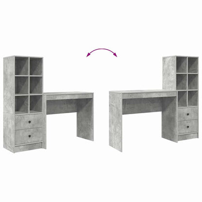 Skrivebord Med Opbevaring 2 Pcs Beton Grå 90 X 40 X 76 Cm - Billede 13